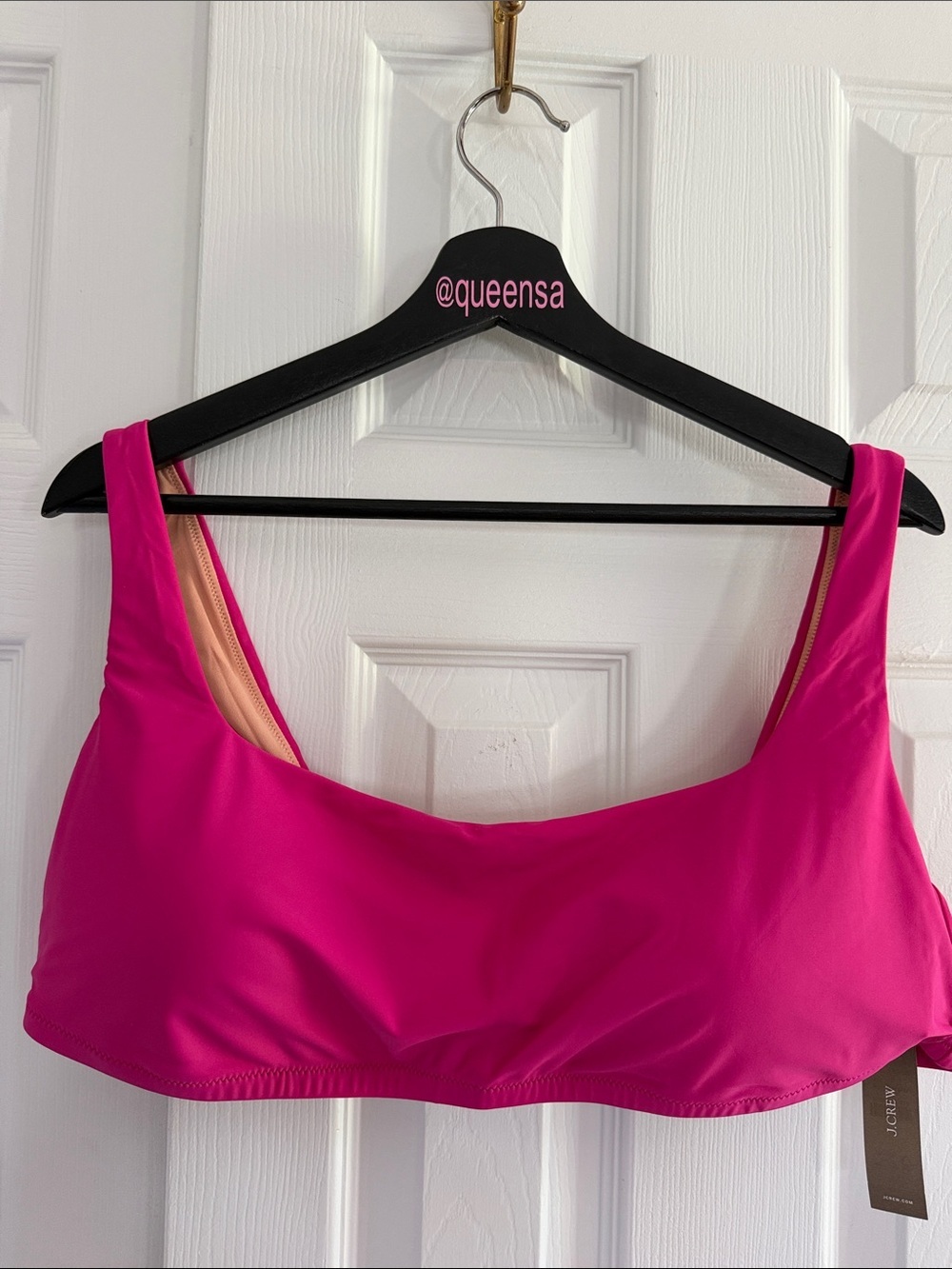 J. Crew Squareneck bikini top in Radiant Fuchsia Size 2X